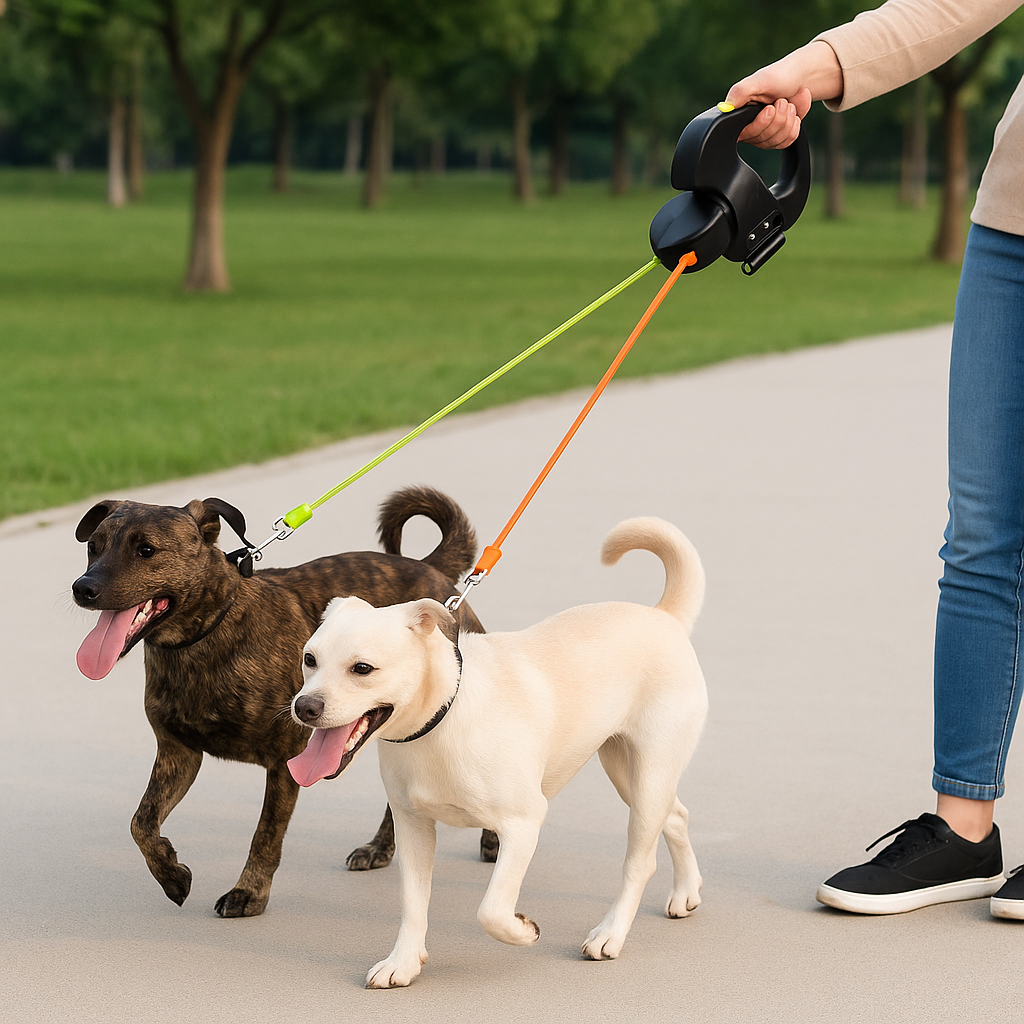 Double Retractable LED Leash